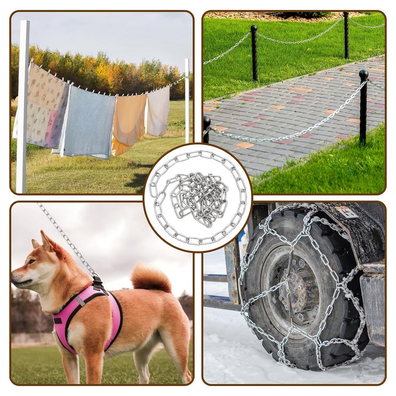 Mormchlots 304 Stainless Steel Chain, Heavy Duty Chain, Hanging Chain, for Clothesline, guardrail Chain, pet Chain (Length:2m / 6.56feet, Thickness:4mm / 0.16inch) - Image 5